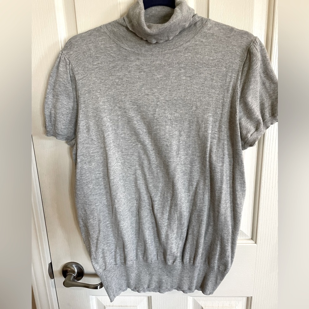 GAP short sleeve grey turtleneck light weight sweater top XXL 100% cotton